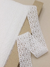 Кружево цв.белый, ш.33мм, хлопок-75%, п/э-25%