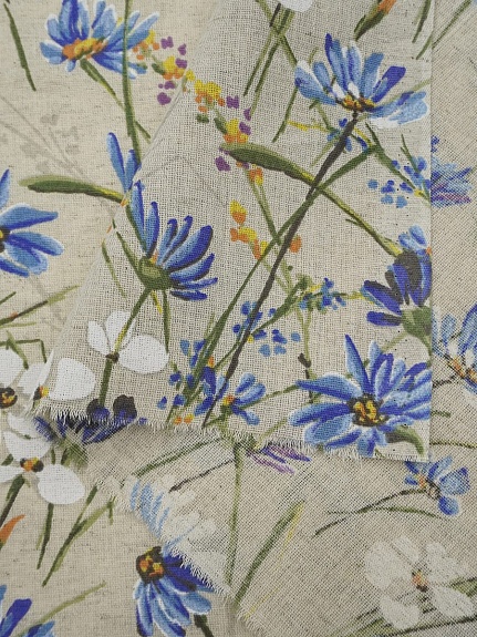 Полулен "Васильковый шелк" (на суровом), ш.1.5м, лен-30%, хлопок-70%, 140гр/м.кв