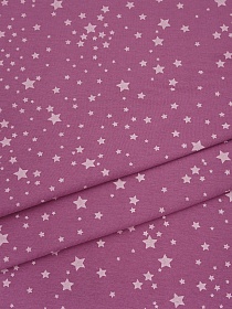 Трикотаж Кулир.гладь "Звездные искорки" цв.темно-розовый, ш.1.96м (0.98м*2, чулок), Карде, хлопок-100%, 145гр/м.кв