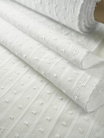 Фактурный хлопок "Шарики с полоской" цв.белый, ш.1.45м, батист, хлопок-100%, 80гр/м.кв