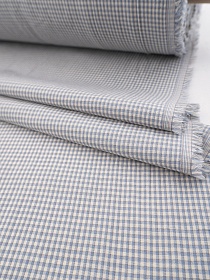 Вареный (стираный) хлопок "Двойная мелкая клетка" цв.голубой/серый, ш.2.5м, хл-100%,115гр/м.кв