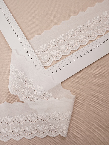 Шитье цв.молочно-белый (общая ширина 80мм, ширина вышивки 55мм) хлопок-100%, батист