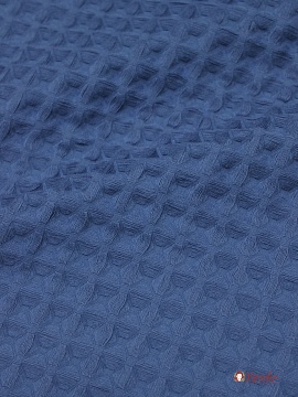 Вафельное премиум-полотно "Бохо" цв.винтажно-синий, ш.1.5м, хлопок-100%, 240гр/м.кв
