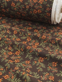 Теплый хлопок "Лесная веточка" цв.горький шоколад, ш.1.5м, хлопок-100%, 160гр/м.кв