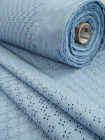 Шитье "Мелкие четырехлистники" цв.сине-голубой, общ.ш.1.5м (выш.части 1.35м, батист, хл-100%