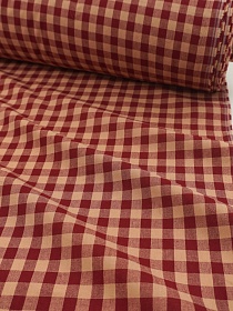 Вареный (стираный) хлопок "Клетка (1.0*1.0см)" цв.бордовый/бежевый, ш.2.5м, хл-100%, 110гр/м.кв