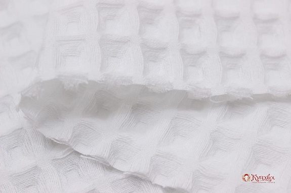 Вафельное премиум-полотно "Бохо" цв.белый (оптически отбелен), ш.1.5м, хлопок-100%, 230гр/м.кв