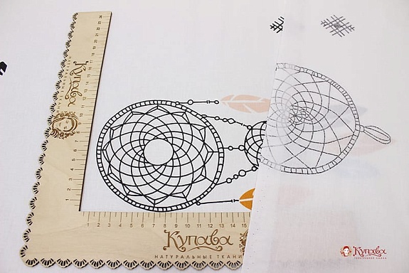 Мерный лоскут Поплин "Этно - ловец снов", (комп), ш.2.2м, хлопок-100%, 110гр/м.кв