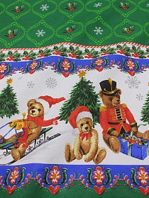 Рогожка "Новогоднее приключение" цв.малахит, ш.1.5м, хлопок-100%, 160гр/м.кв