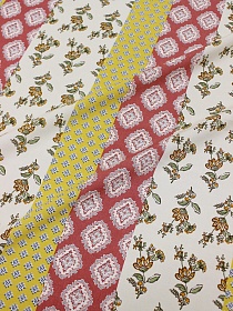 Штапель "Хания" цв.красный терракот/медово-желтый, ш.1.43м, вискоза-100%, 90гр/м.кв
