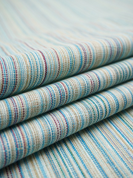 Полулен пестротканый "Св.мятно-бирюзовый меланж - полоска", ш.1.55м, лен-50%, хлопок-50%, 152гр/м.кв