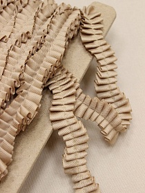 Тесьма плиссе "Волна" цв.темно-песочный, ш.20мм, п/э-100%