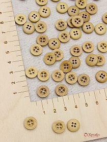 Пуговица дерево, цв.светлый орех, 11мм, 4 отверстия