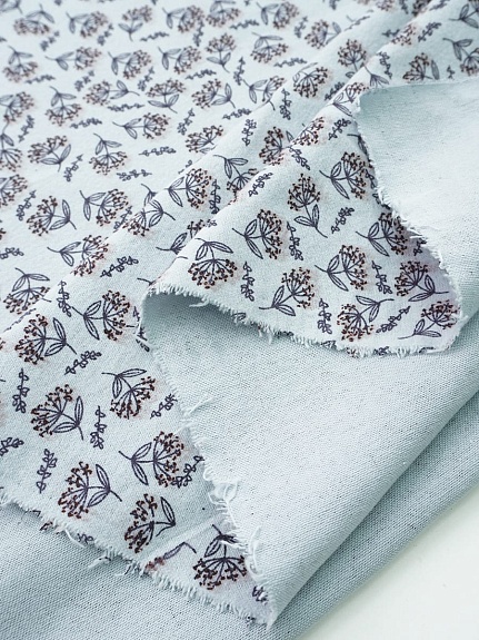 Теплый хлопок "Душистые соцветия" цв.св.серо-голубая дымка, СОРТ2, ш.1.5м, хлопок-100%, 160гр/м.кв