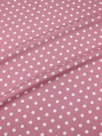 Мерный лоскут (ткань в отрезах) Штапель "Белый горох (6мм)" цв.темная роза, ш.1.44м, вискоза-100%, 90гр/м.кв