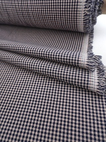 Вареный (стираный) хлопок "Мелкая клетка" цв.чернильный/кофейный , ш.2.5м, хл-100%, 115гр/м.кв