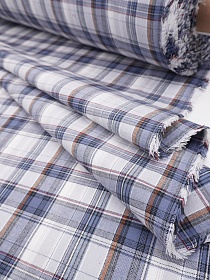 Пестрядь "Клетка" цв.серо-фиолетовый/коричневый/белый, ш.1.5м, хлопок-100%, 140гр/м.кв