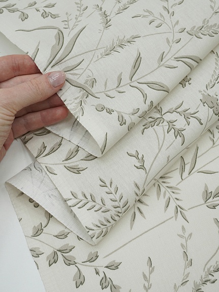 Перкаль "Луговые стебельки" цв.молочно-бежевый, ш.2.2м, хлопок-100%, 105гр/м.кв