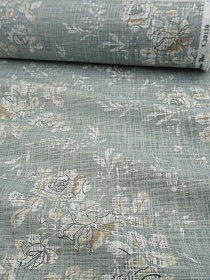 Ткань Дак "Цветочное спокойствие" цв.серо-мятный, ш.1.8м, хлопок-65%, п/э-35%, 210гр/м.кв