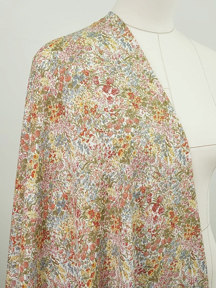 Штапель "Полевое изобилие" цв.терракотовый, ш.1.45м, вискоза-100%, 110гр/м.кв