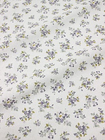 Импорт. хлопок (ситец) "Ангелина (фиолетово-горчичные букетики)", ш.1.45м, хлопок-100%, 90гр/м.кв