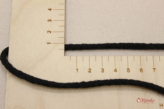 Шнур цв.черный, 5мм, хлопок-100%