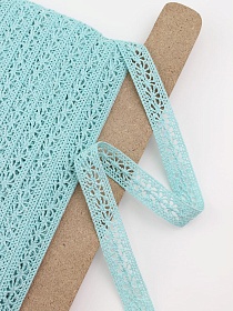 Кружево цв.нежно-бирюзовый с мятным оттенком, ш.15мм, хлопок-90%, п/э-10%, рис.099/19