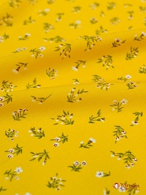 Штапель "Весенние букетики на желтом", СОРТ2, ш.1.42м, вискоза-100%, 100гр/м.кв 