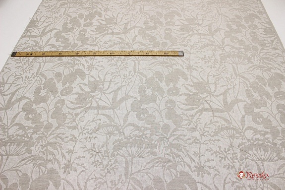 Полулен скатертной жаккард "Травы" цв.суровый, ВИД2, ш.1.6м, лен-50%, хлопок-50%