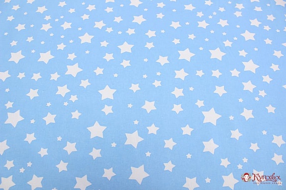 Бязь "Звездный дождь на голубом", ш.1.5м, хлопок-100%, 120гр/м.кв