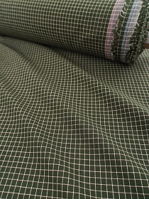 Вареный (стираный) хлопок "Двойная клетка" цв.еловая хвоя, ш.2.5м, хл-100%,115гр/м.кв