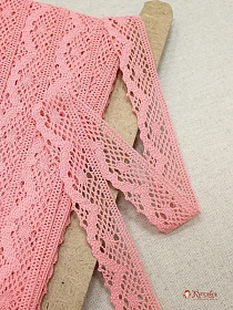 Кружево цв.коралловый светло-розовый, ш.28мм, хлопок-90%, п/э-10%