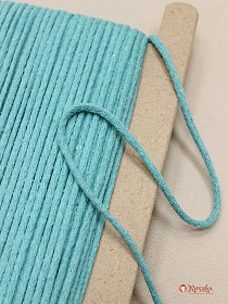 Шнур цв.мятно-бирюзовый, 5мм, хлопок-100%