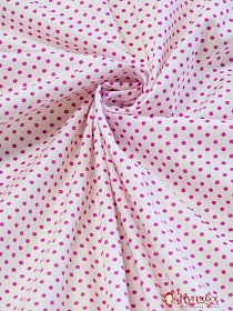 Ситец "Малиновый горошек на белом"  хлопок-100% , шир-0.95 м.