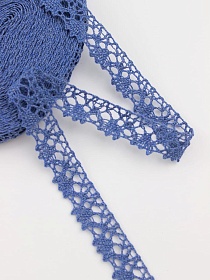 Кружево цв.джинсовый с фиолетовым оттенком, ш.15мм, хлопок-90%, п/э-10%, 10м, рис.016/21