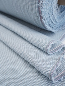 Муслин двухслойный пестротканый "Микроклетка" цв.белый/сине-зеленый, ш.2.5м, хлопок-100%, 115гр/м.кв