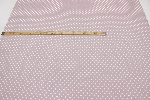 Штапель "Белый горох (9мм)" цв.розово-бежевая дымка, ш.1.45м, вискоза-100%, 90гр/м.кв. 