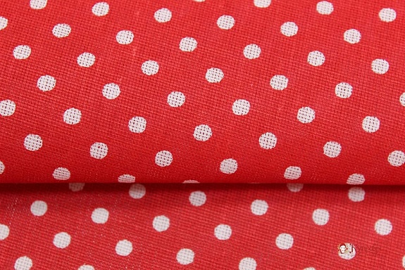 Бязь "Горох на красном-4", ш.1.5м, хлопок-100%, 120гр/м.кв