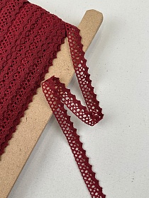 Кружево цв.бордово-красный/бордо, ш.16мм, хлопок-90%, п/э-10%, рис.078/17