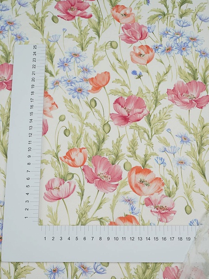 Плательная вискоза Цифр.печать "Маки на ветру", ш.1.45м, вискоза-100%, 125гр/м.кв