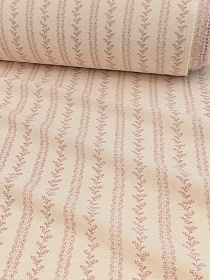 Хлопколен Цифр.печать "Веточки-дорожки" (на суровом), цв.розово-сиреневый, ш.1.4м, лен-10%, хл-90%, 125гр/м.кв 