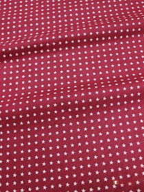 Сатин "Маленькие белые звездочки на бордово-малиновом", ш.1.6м, хлопок-100%, 110гр/м.кв