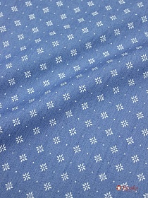 Джинсовая ткань "Звездочки-снежинки на голубой джинсе", ш.1.49м, хл-85%,п/э-15%, 140гр/м.кв