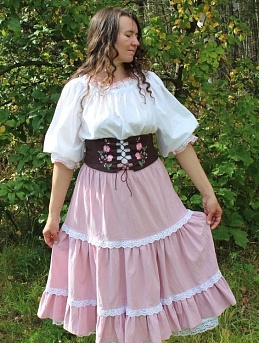 Юбка из хлопка крэш в розово-сиреневом цвете