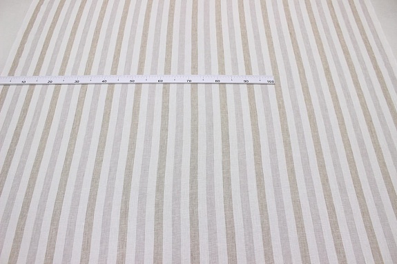 Лен пестротканый "Бежевые полосы", ш.1.5м, лен-100%, 160гр/м.кв