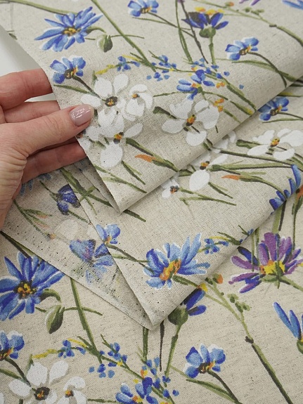 Полулен "Васильковый шелк" (на суровом), ш.1.5м, лен-30%, хлопок-70%, 140гр/м.кв