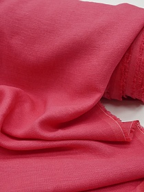 Лен с вискозой с эффектом мятости цв.Св.красный коралл, ш.1.45м, лен-53%, вискоза-47%, 195гр/м.кв