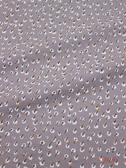 Теплый хлопок "Мелкие белые листочки на серо-бежевом", ш.1.50м, хлопок-100%, 160гр/м.кв