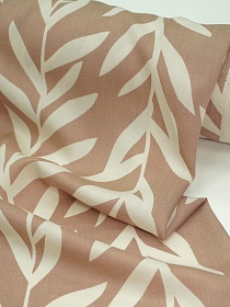 Штапель "Лиственная симфония" цв.бежевый, ш.1.45м, вискоза-100%, 95гр/м.кв