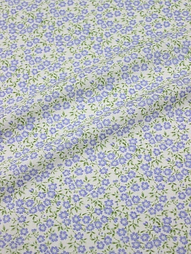 Штапель "Прелестное создание (голубые цветочки)", ш.1.41м, вискоза-100%, 110гр/м.кв 